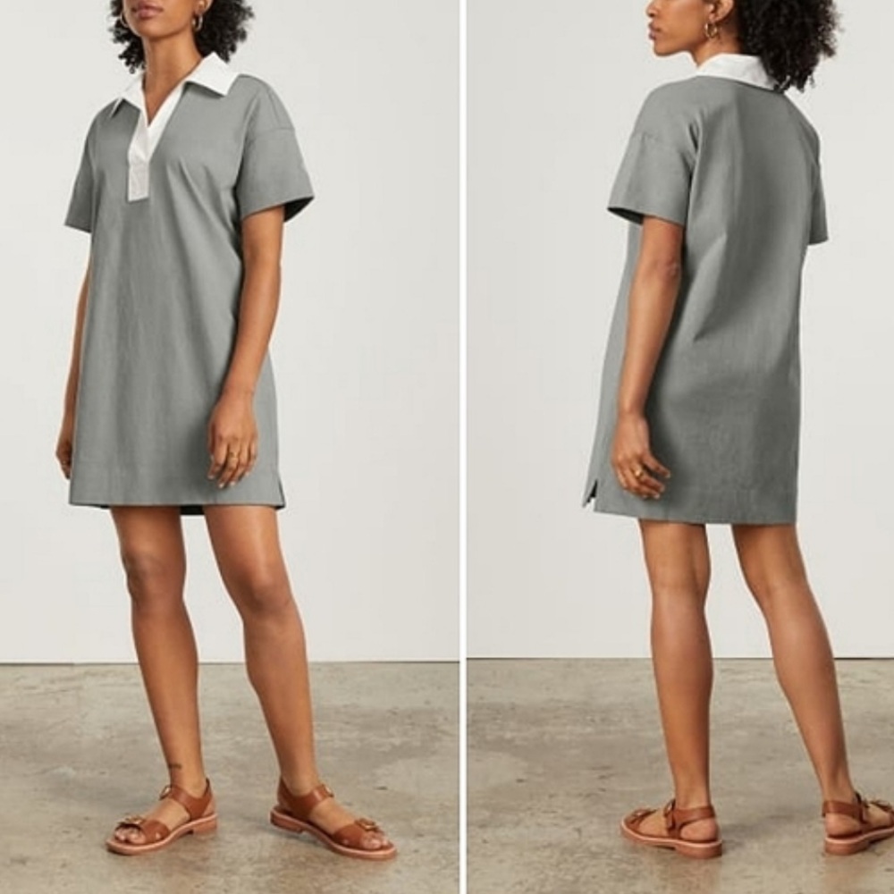 Everlane Gray Polo Shift Dress with White Collar